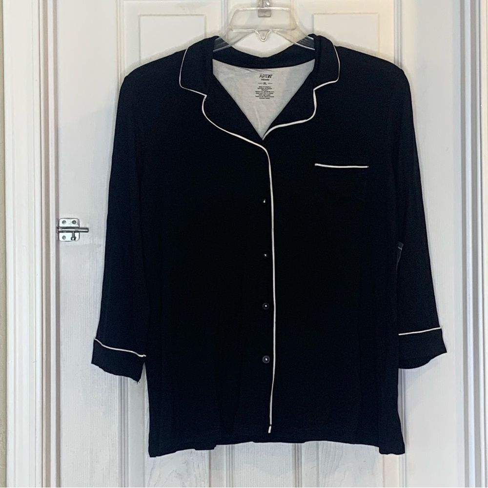 Apt 9 Black Tie Breakfast in Bed Pajama Top Size XL